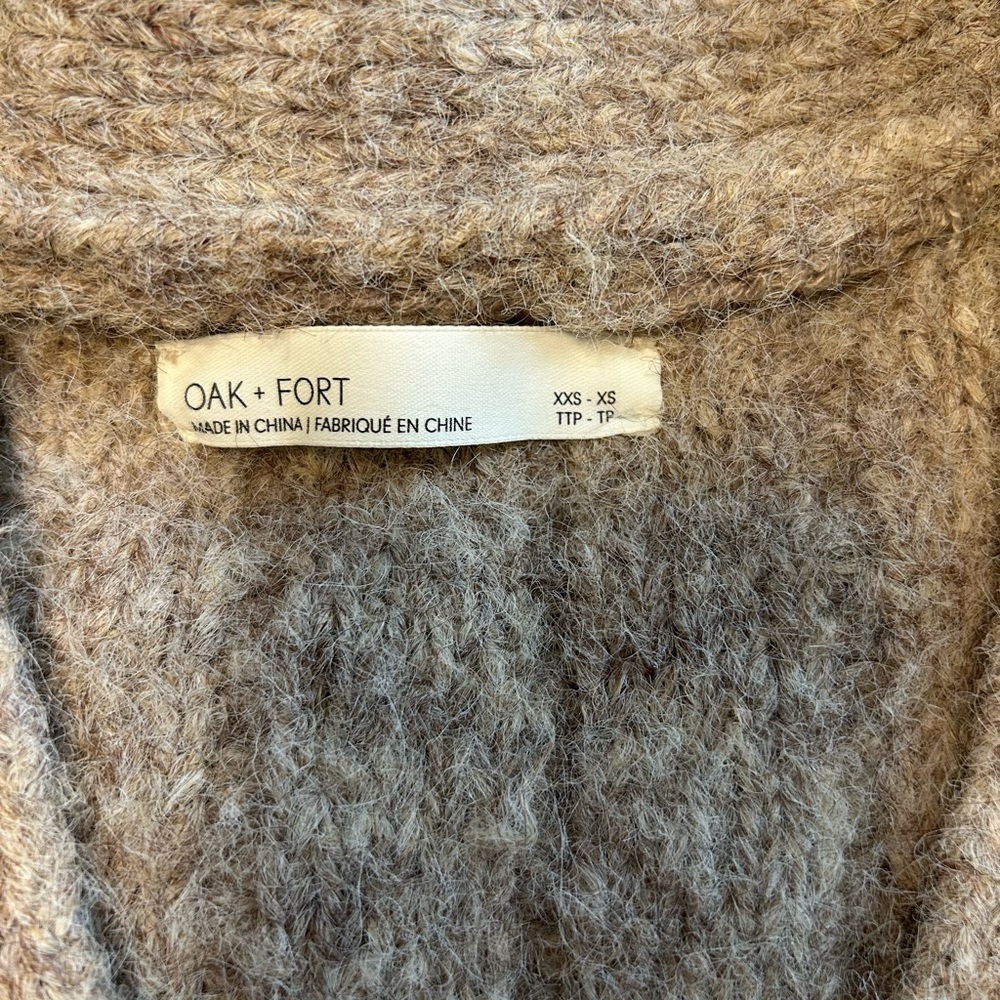 OAK + FORT Beige Textured Cardigan size xs - Picture 2 of 3